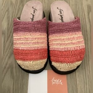 Free People Pink/Purple/Red Milo Everday Mules with Woven Design Women's Size 7